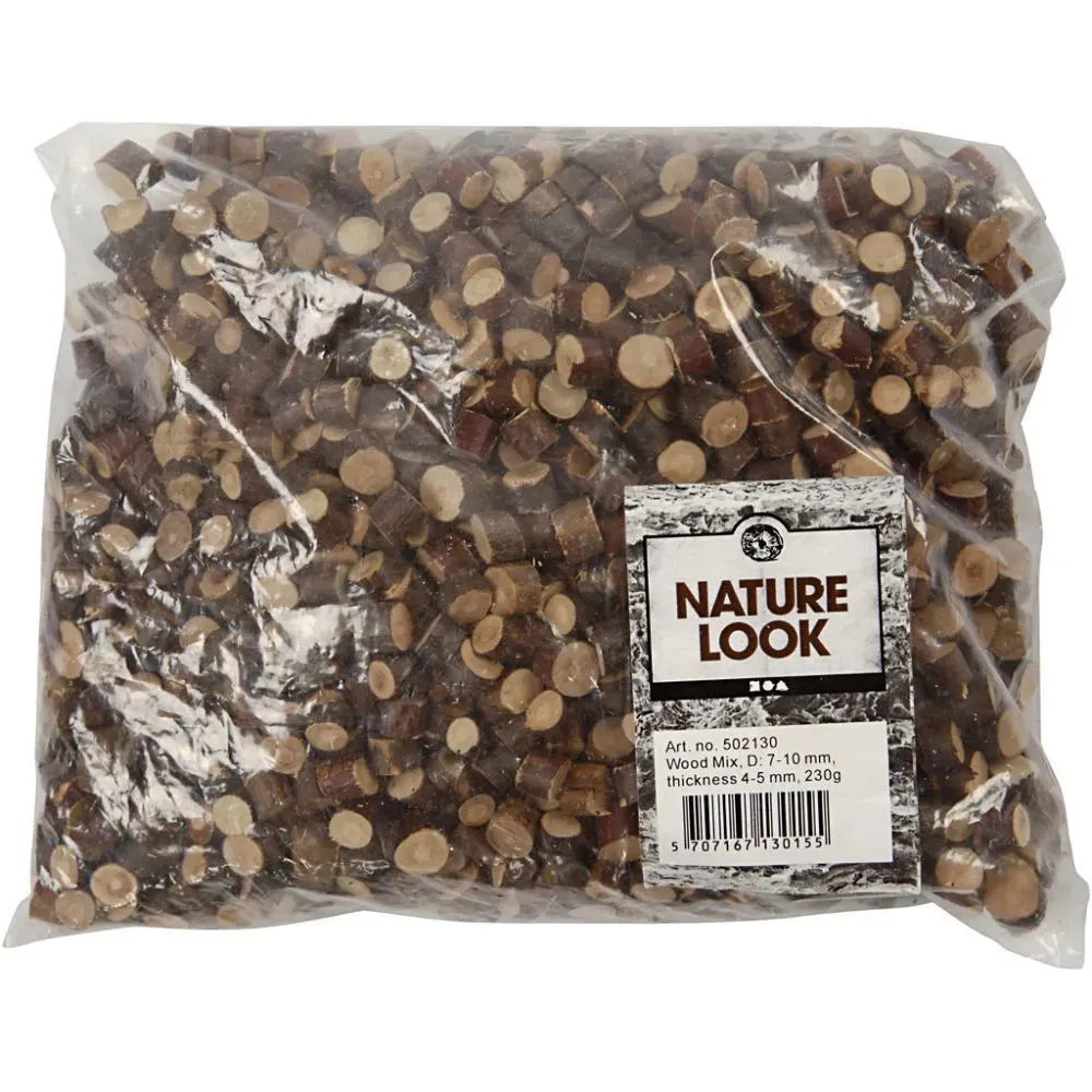 Wood Mix 7-10mm x 4-5mm 230g Christmas Crafts Holiday Decorations