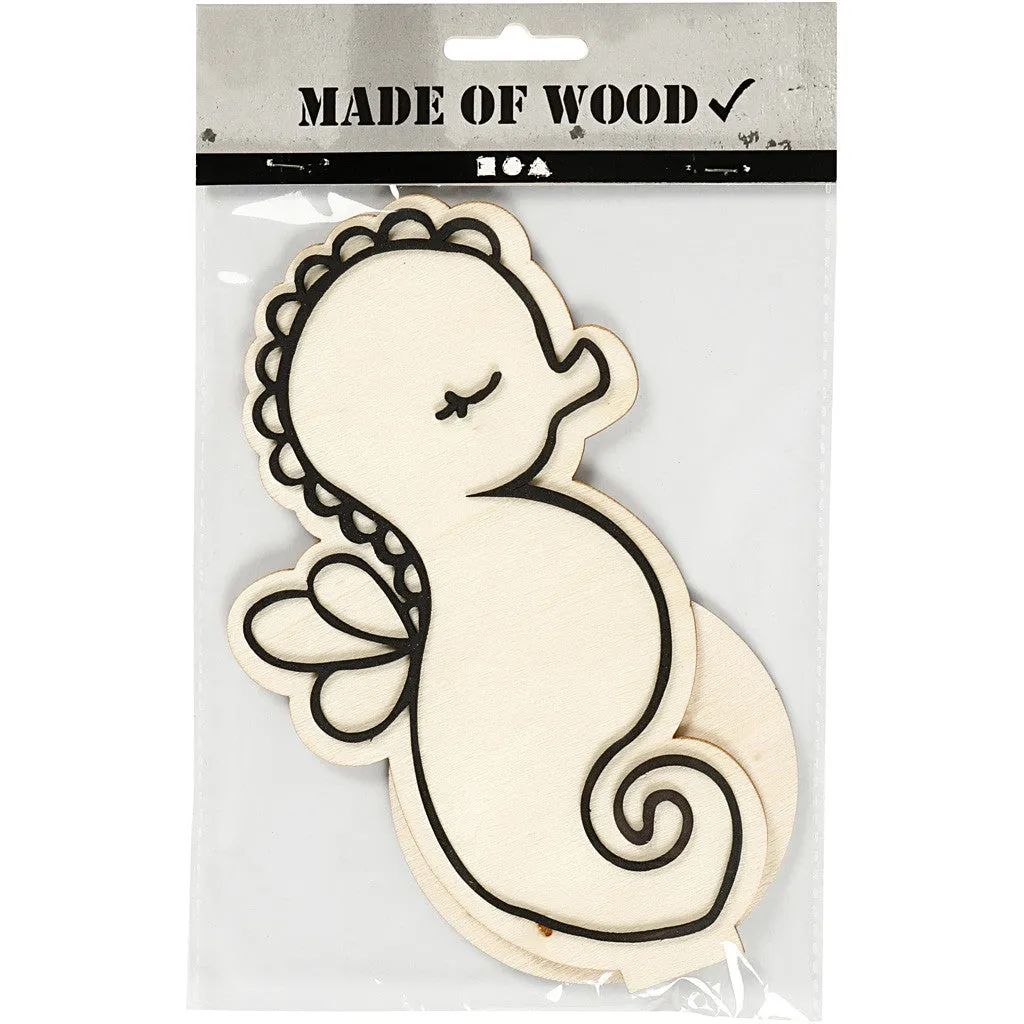 Wooden EVA Foam Figure With Stand Decoration Crafts H: 18 cm - Seahorse