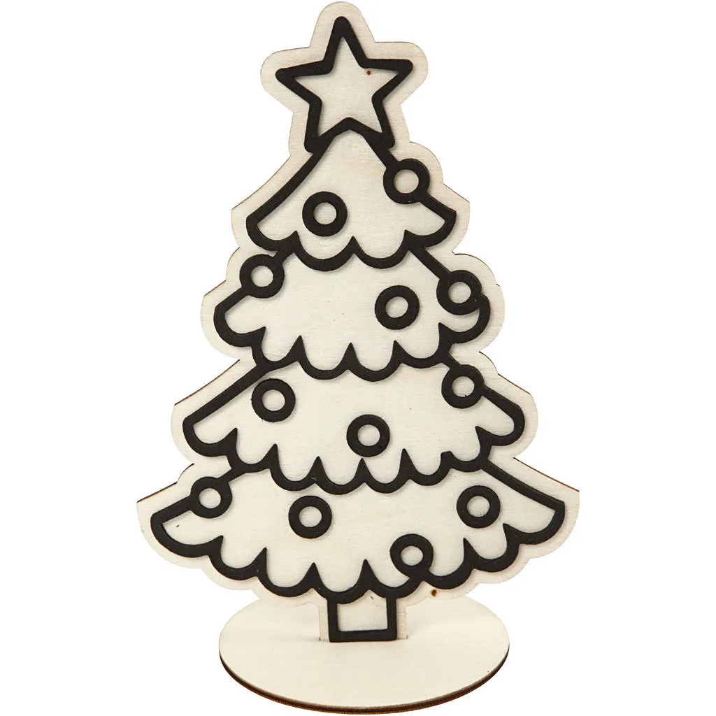 Wooden EVA Foam Figure With Stand Decoration Crafts H: 19.5 cm - Christmas Tree