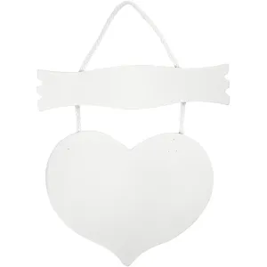 Wooden Heart Sign With Cord Hanging Decoration Figures Crafts 28x19 cm T: 5 mm