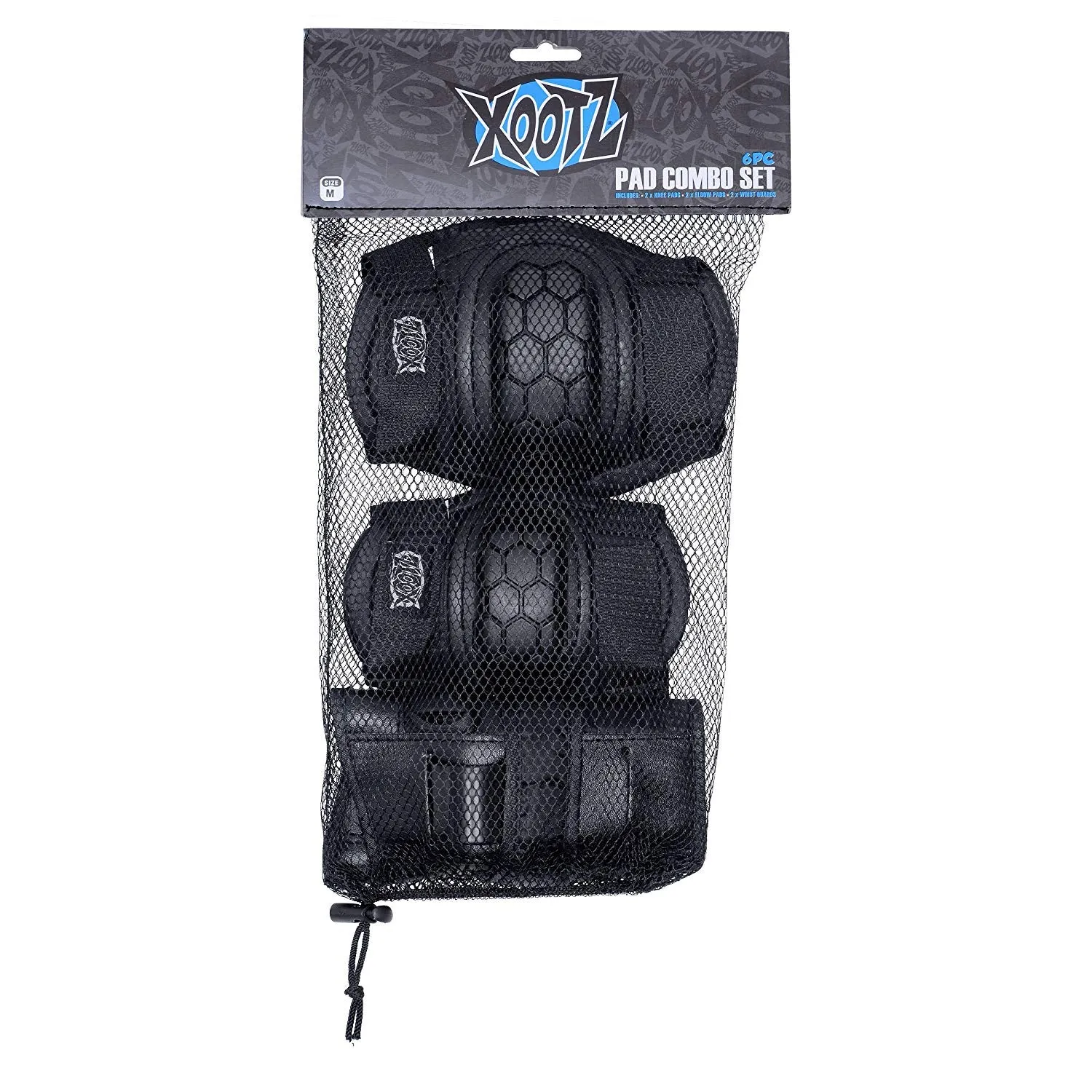 Xootz Kids' Skate 6 Piece Knee, Elbow and Wrist Protective Set - Medium - Black