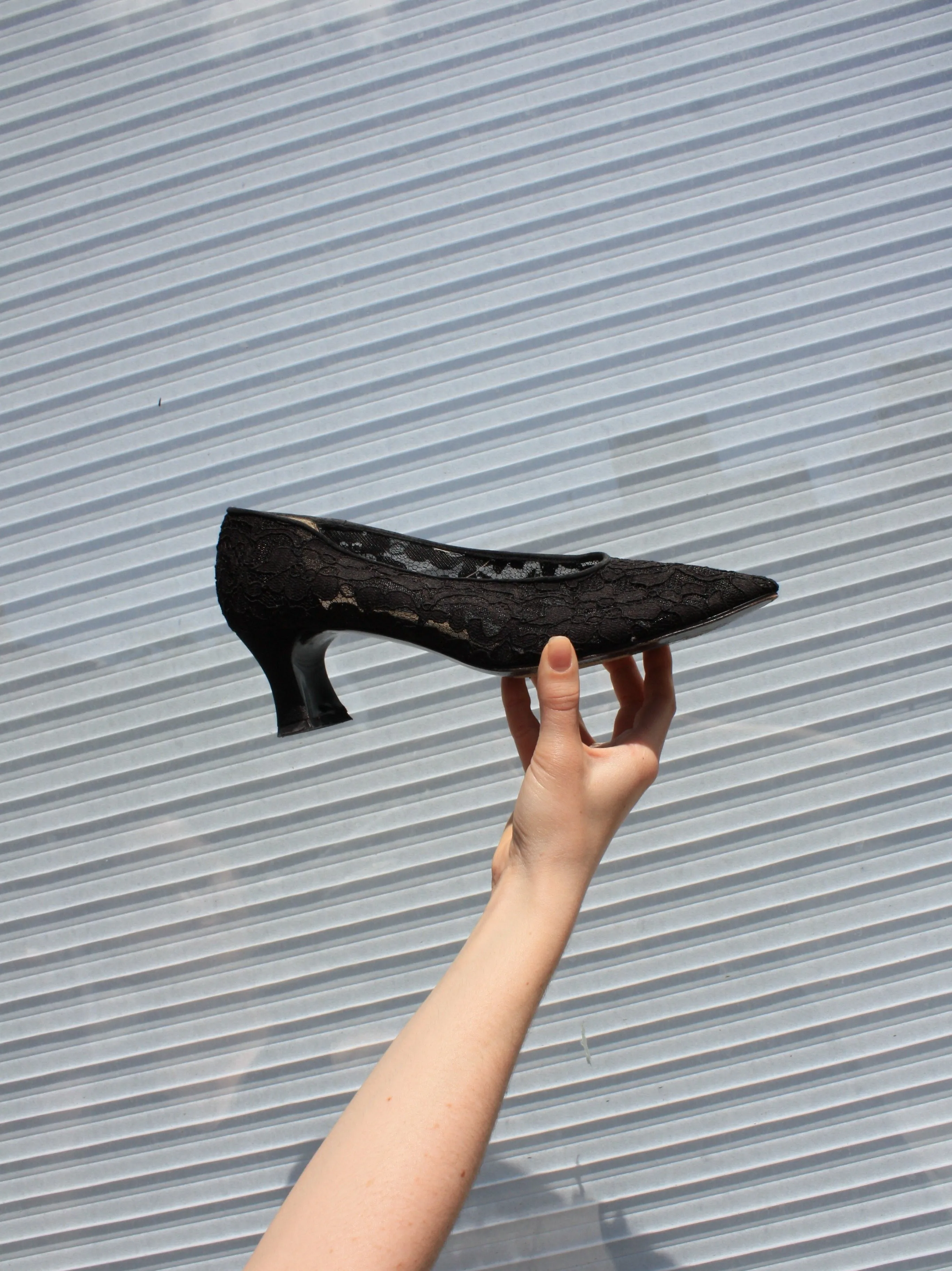 Yves Saint Laurent Black Lace Pumps (10)