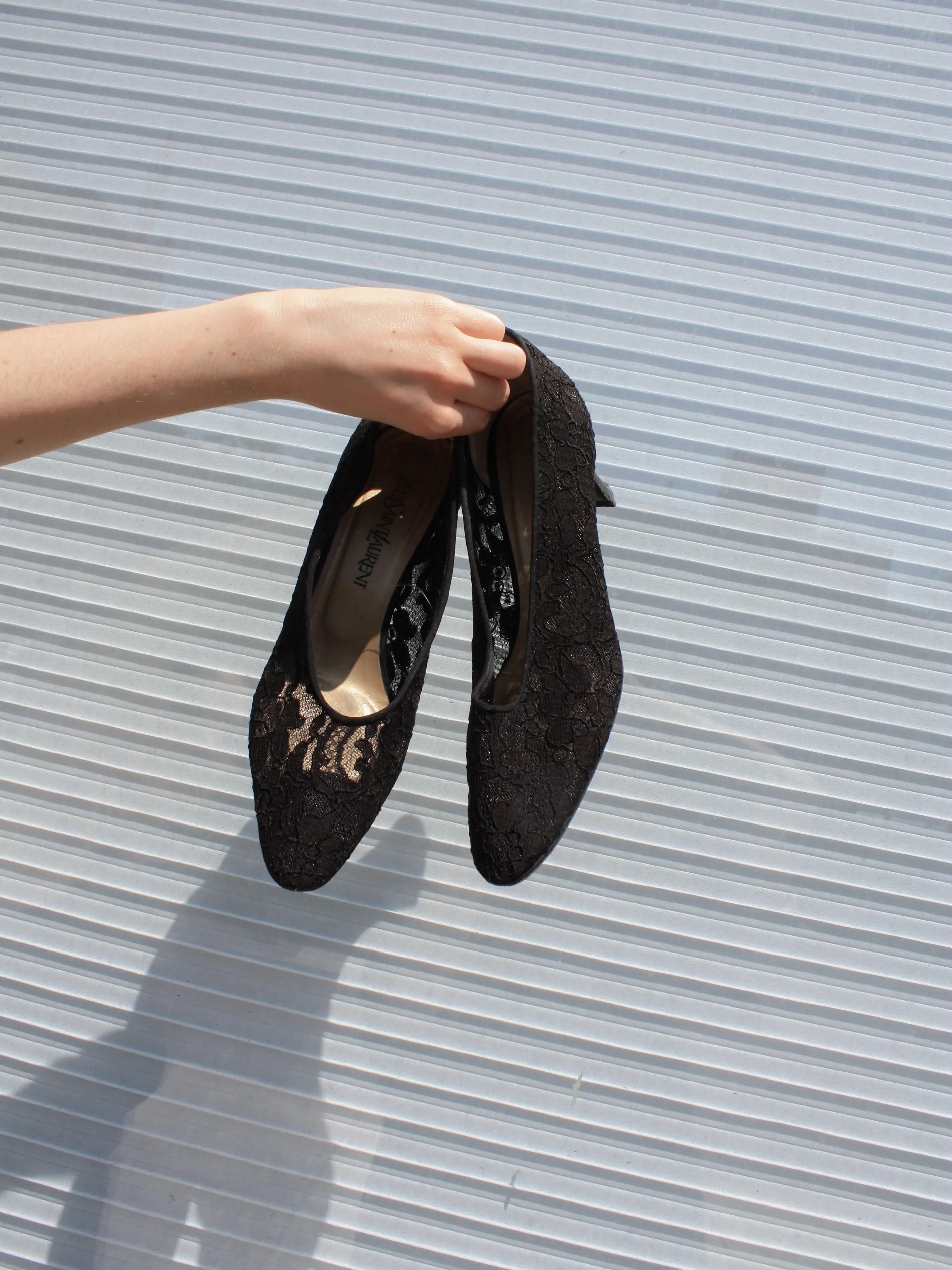 Yves Saint Laurent Black Lace Pumps (10)